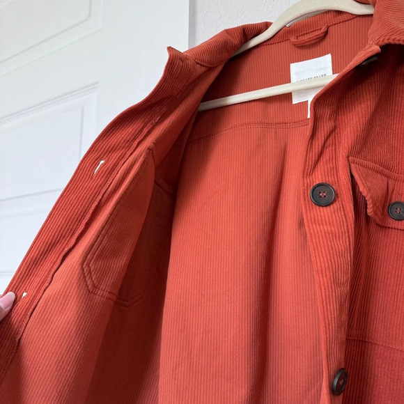 Anthropologie Avec Les Filles Relaxed Corduroy Shacket Pumpkin Fall Rust Sz L - Picture 8 of 14